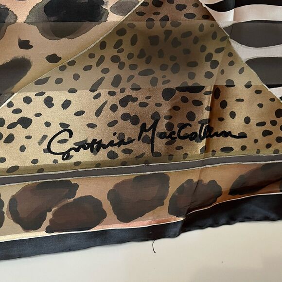 Cynthia MacCollum 100% Silk Rectangle Geometric Animal Print Scarf Signed 15x57 - Picture 7 of 8